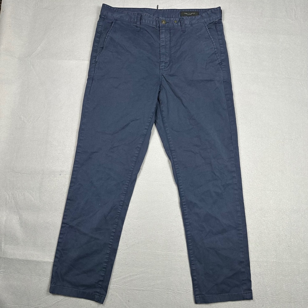 Rag & Bone Mens Navy Blue Stretch Cotton Chino Pants Size 34 Slim Fit Trousers